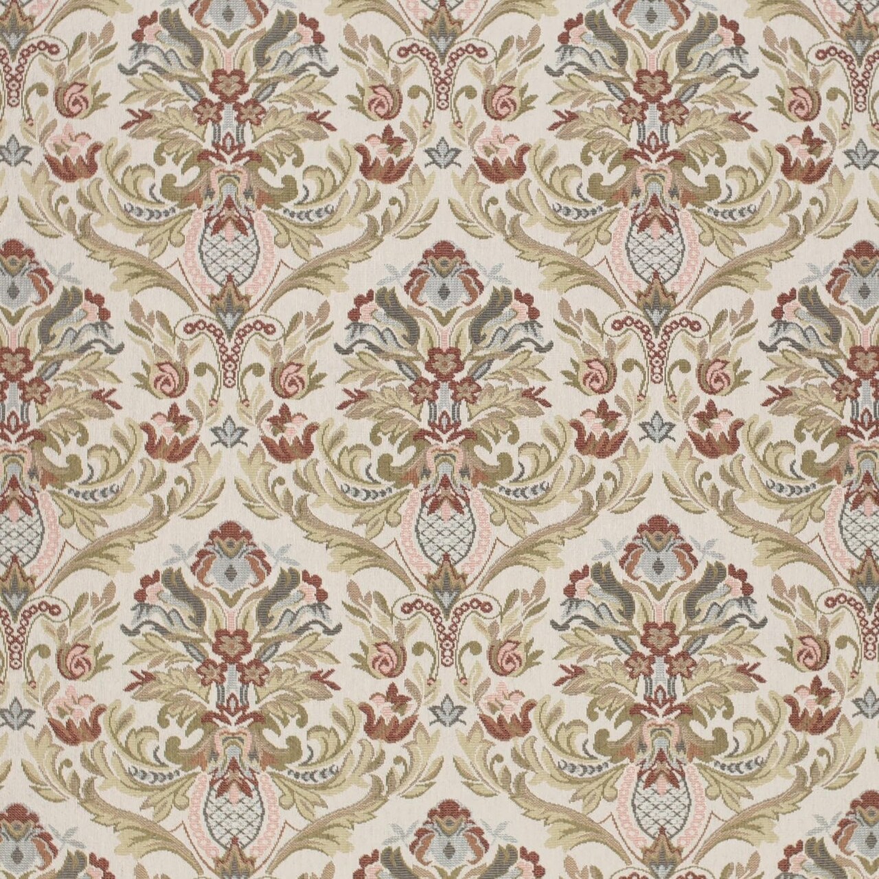Blue Performance Grade Damask Geometric Woven Pattern Upholstery Fabric by The Yard - SKU: Portage Blue